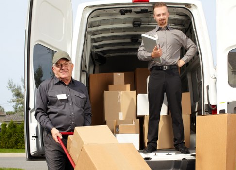 Removal van service planning in South Norwood street with local residential access