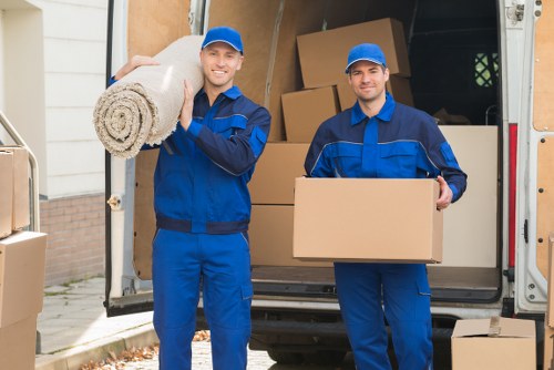 Office relocation planning in South Norwood with moving boxes and workstations