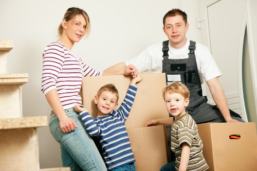 Removal van and moving team in South Norwood residential street